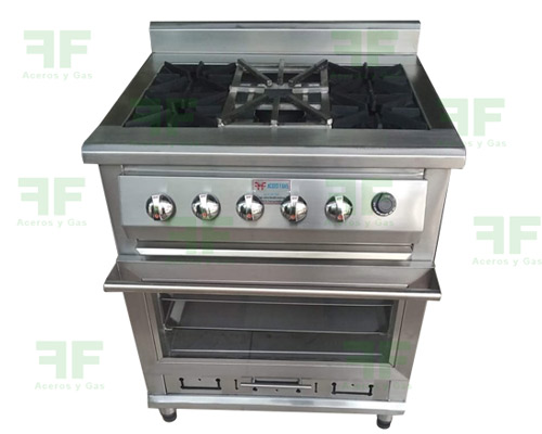 concina industrial con horno en acero
