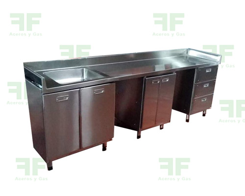 mesón de trabajo en acero mueble